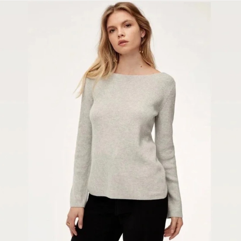 Aritiza Babaton - Kitano Sweater Ribbed Knit Twist Back Minimalist Sweater - Picture 3 of 12